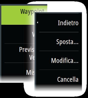 5 Waypoint, rotte e tracce Waypoint Un waypoint è un contrassegno generato dall'utente e posizionato su una carta, un'immagine del radar o un'immagine del sonar/ecoscandaglio.