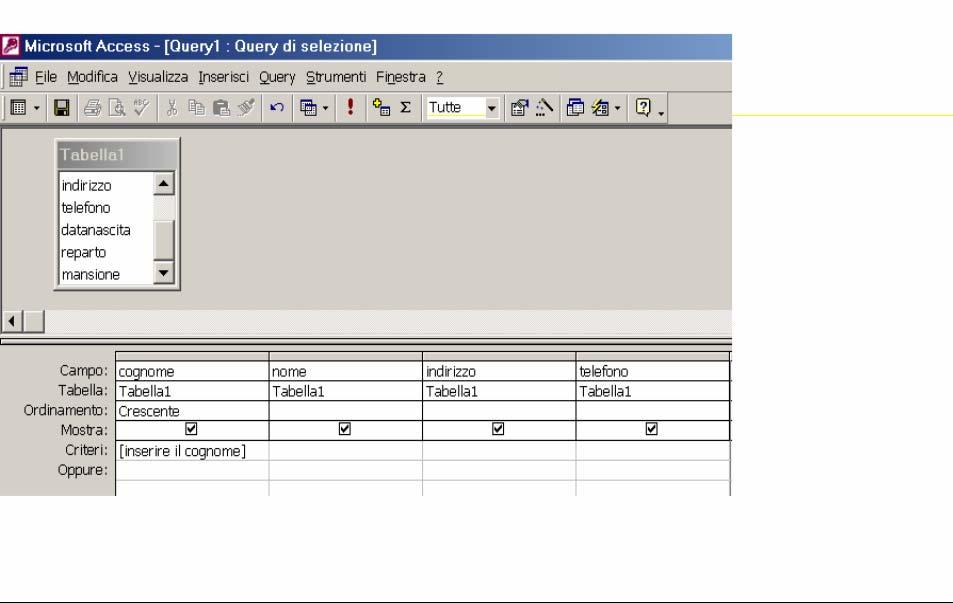 Per aggiungere altri campi ad una query selezionare la stessa in modalità