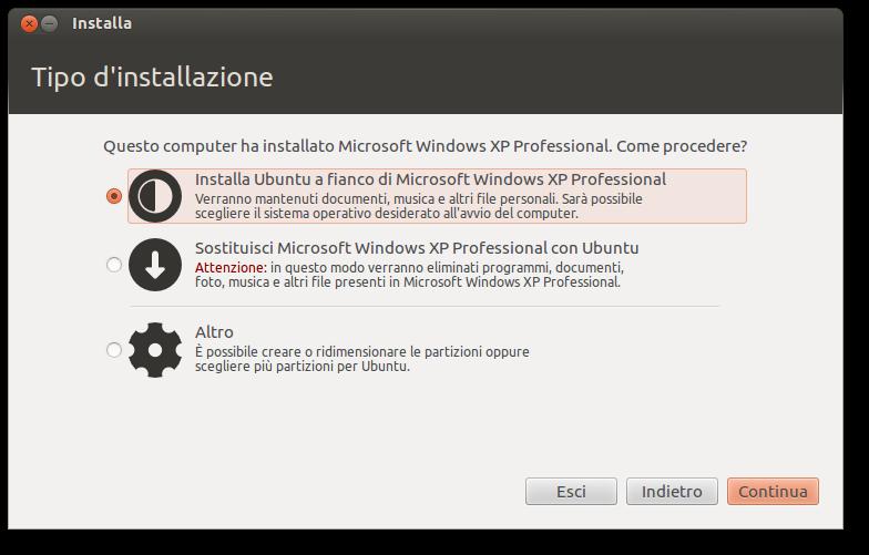 È necessario decidere dove installare il nuovo sistema operativo. La seconda opzione Sostituisci Microsoft Windows XP.