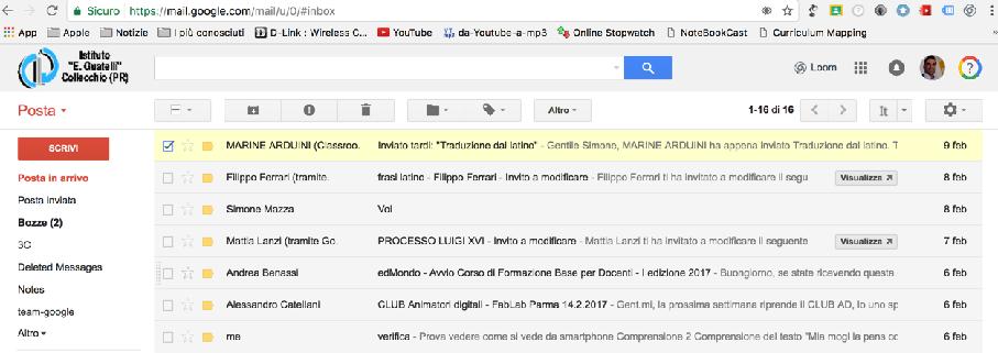 GMAIL archiviare messaggi in cartelle quando si seleziona uno o più