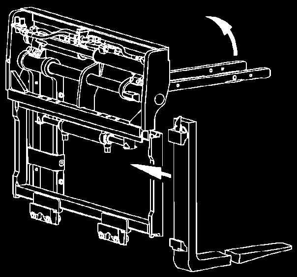 6.MONTAGGIO FORCHE ATTENZIONE : LA LUNGHEZZA FORCHE AMMISSIBILE E 1500 MM. 6.1. MODELLO FR 1) Posizionare l attrezzatura in apertura massima.