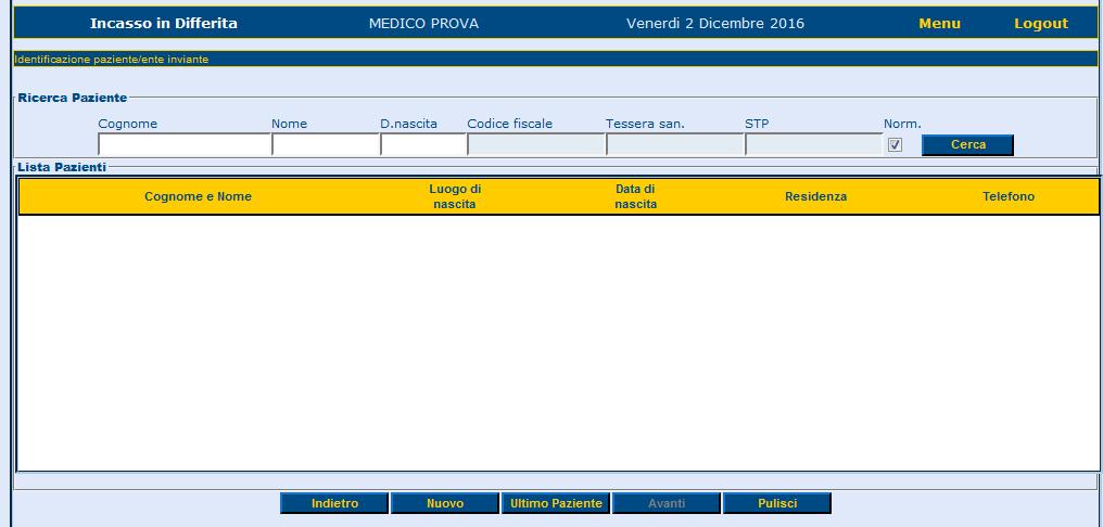 Ricercato il paziente bisognerà cliccare sul pulsante Ricerca per ottenere l elenco dei documenti trovati.