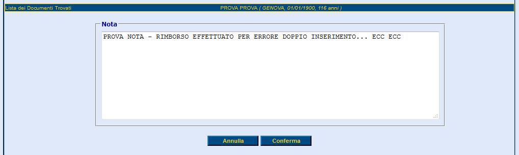 documento di rimborso.