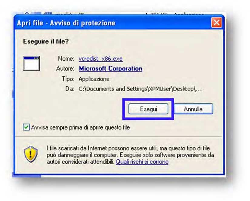 4. Installazione di Microsoft Visual C++ 2008 Redistributable Package Effettuando un doppio click sul file eseguibile