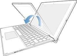 1 Inserire i bordi inferiori del tablet con fermezza nelle scanalature della tastiera.