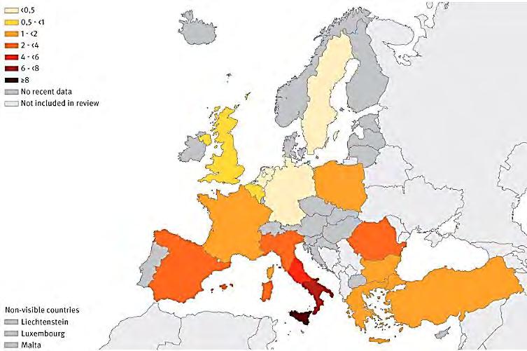 Prevalenza anti-hcv in Europa Dato controverso e obsoleto ECDC TECHNICAL REPORT 2010