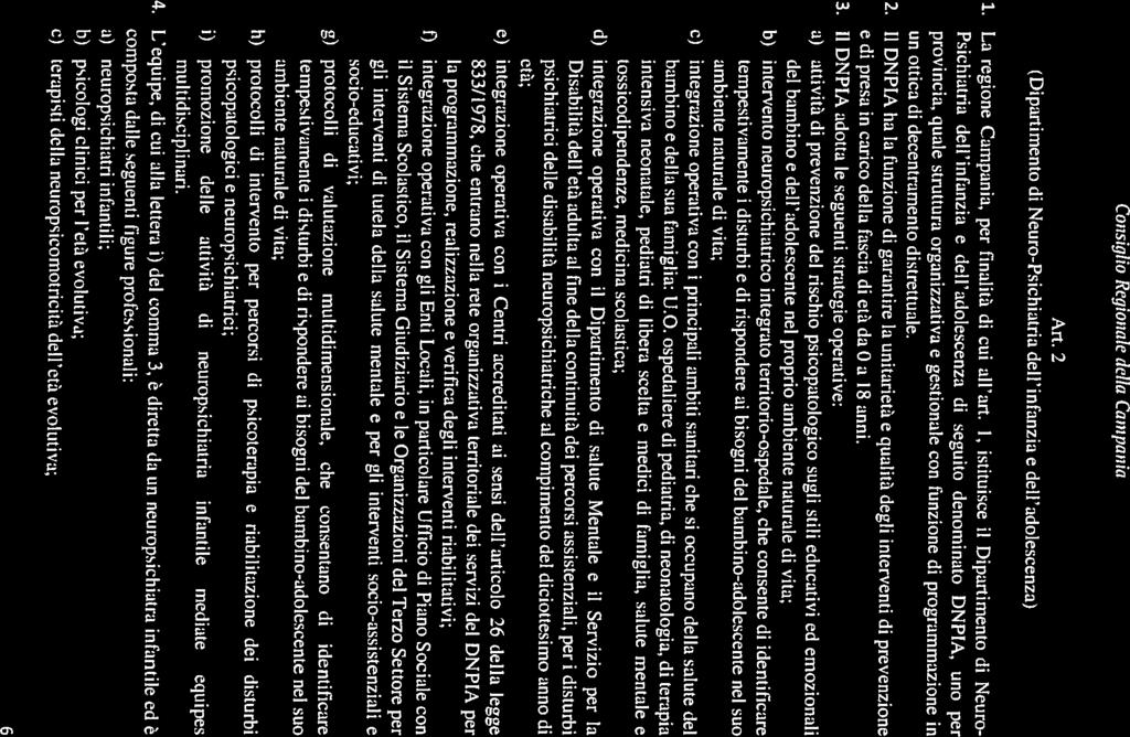 provincia, quale struttura organizzativa e gestionale con funzione di programmazione in (Dipartimento di Neuro-Psichiatria dell infanzia e dell adolescenza) Psichiatria dell infanzia e dell