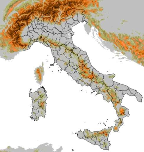 Il 22,5% del territorio è ubicato a quote superiori agli 800 m slmm.