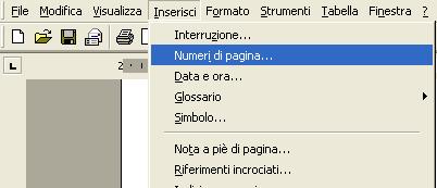 FORMATTARE UN DOCUMENTO Numerazione delle pagine