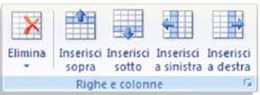 Inserire ed eliminare righe e colonne Negli strumenti