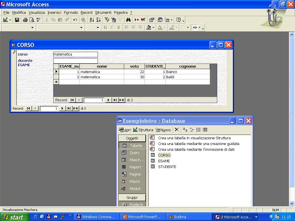 MATRICOLA AND NOME = BIANCO esami sostenuti da Bianco Sistemi Informativi - Introduzione 21 Utilizzo