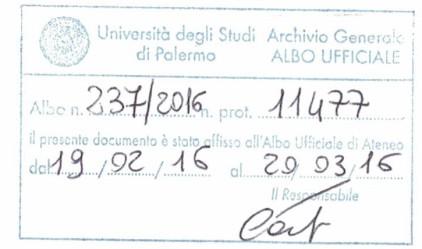 UNIVERSITA DEGLI STUDI DI PALERMO Titolo I Classe 3 Fascicolo N. 5483 Del 27/01/2016 UOR CC RPA Marchese Decreto n.