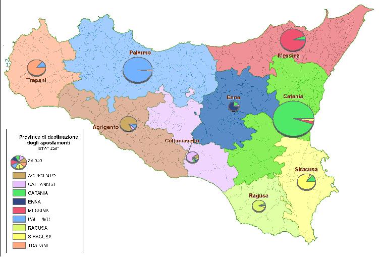 Spostamenti intercomunali su tutti i mezzi di trasporto Aggregazione per Province