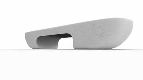 PANCHINE PANCA HOOK Design: Arch. Sabino Ferrante Panca monolitica realizzata in pietra ricostituita vibrato ad alta frequenza armato. La superficie della panca viene levigata su ogni piano.