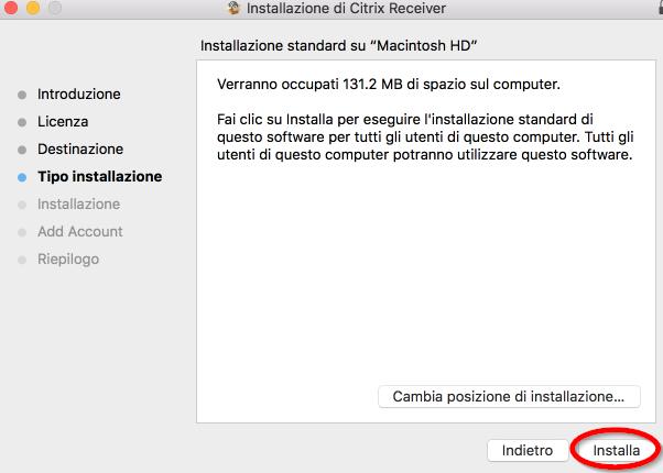 Per procedere con l'installazione, è necessario accettare il contratto di licenza del software.