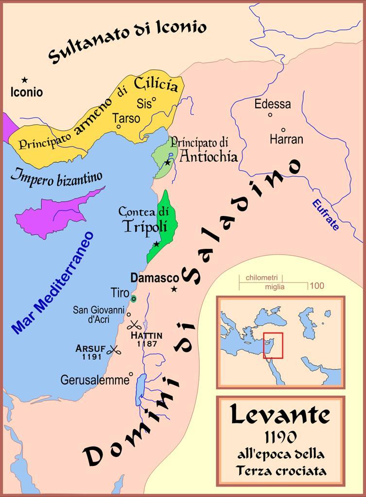 La Terza crociata L' esercito cristiano nel 1191 riconquistò San Giovanni d' Acri e sconfisse Saladino ad Arsuf, ma la Città Santa restava in mano musulmana.