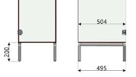 6) SCHEDA TECNICA: RIALZO DA TERRA IN ALLUMINIO PER ARMADIO Descrizione tecnica: Rialzo da terra di mm 200 realizzato in alluminio anodizzato, profilo quadro mm 35x35, che permette la sanificazione