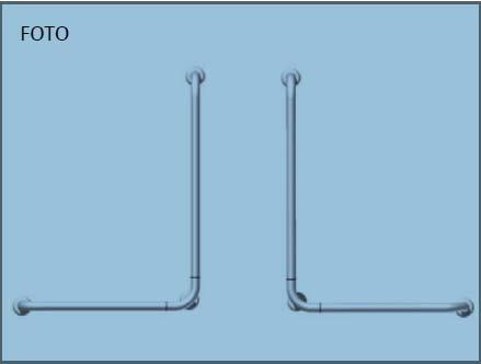 8) SCHEDA TECNICA: MANIGLIONE CORRIMANO ANGOLARE (90 ) Descrizione tecnica: Maniglione angolare cm 60x80 con montante reversibile (a destra o a sinistra, e traversino di supporto, isolato), per