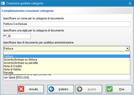 2.2 Impostazione categoria documenti Aprire il menu Archivi->Documenti->Categorie e selezionare dall elenco il documento che si desidera modificare.