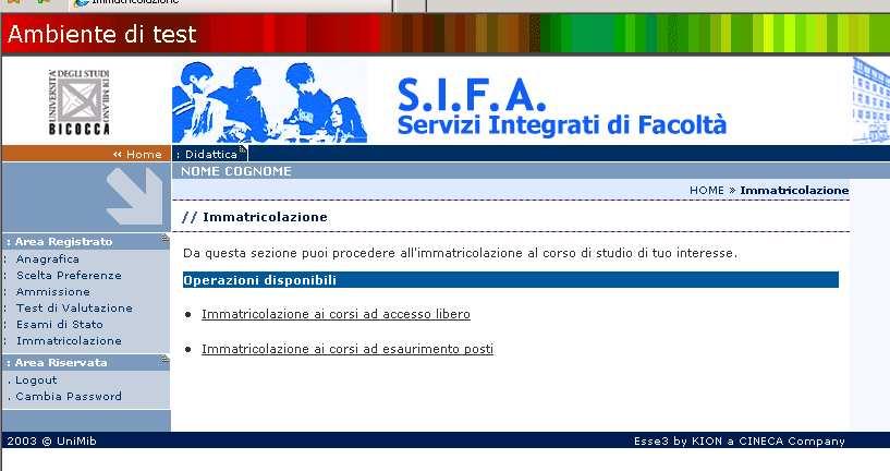 ad accesso libero o ad un corso a numero programmato (il corso verrà