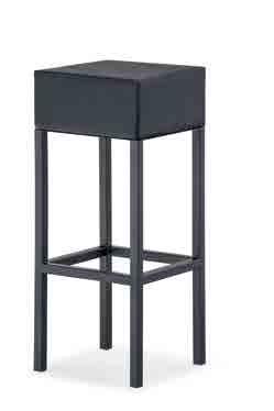 Cube bar stool, white or black full colour version with 25x25 mm square steel tube frame in powder coated finish.