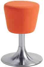 Trilly bar stool, chromed or satinized tapered tube frame. Upholstered swivel conical seat.