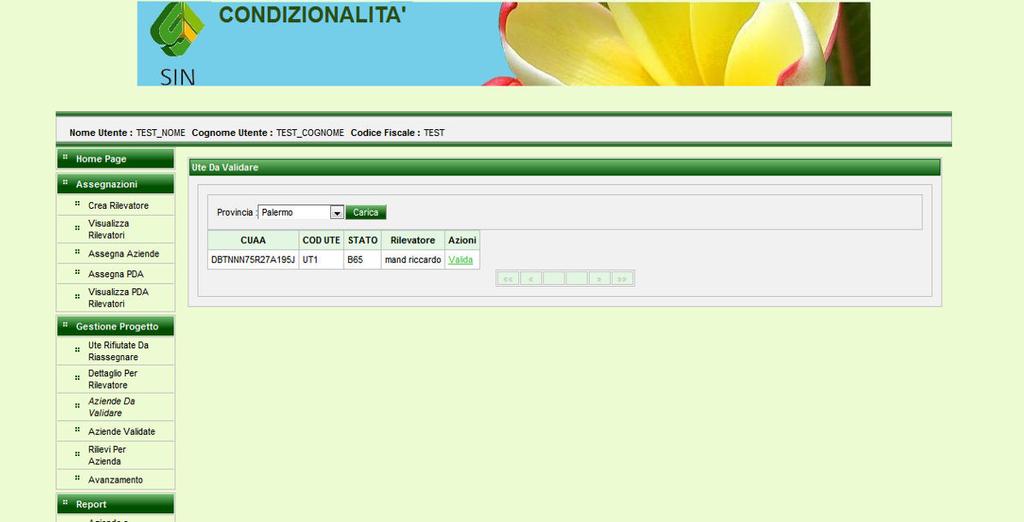 3. Controlli CGO Validati, elenca i controlli già validati, visualizza l esito della procedura e consente di stampare l esito della validazione (nel caso questa dia esito negativo); per maggiori