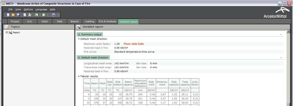 Dati output del programma