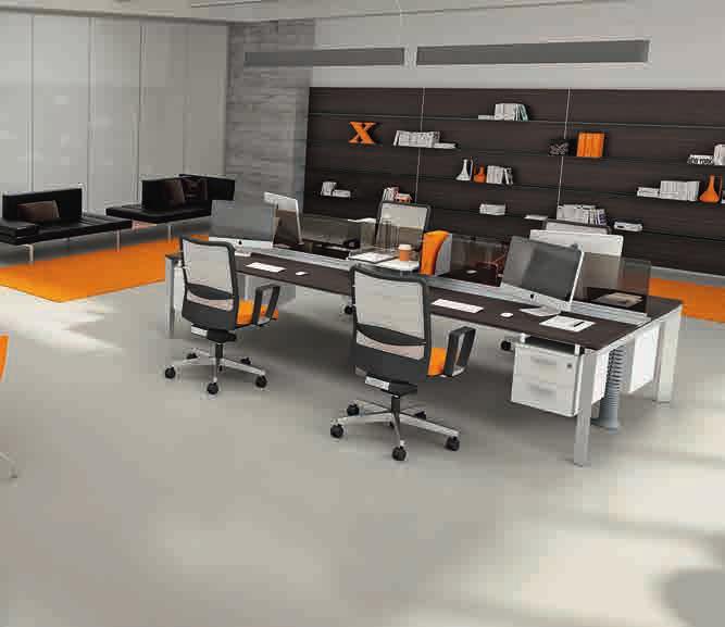 Four-seat configuration with meeting table, in a modern and contemporary working