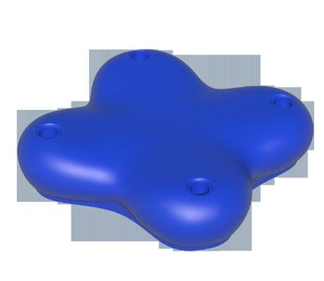 09000-r Composed by two elements made of polyethylene produced with rotational molding: n 1 Internal element, an internal X rib and 12 reinforcing flanges, an inner chamber for containing ballast