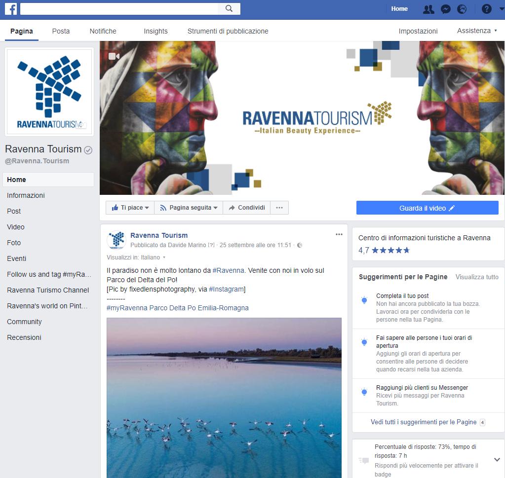 Facebook @RavennaTourism (Ita/Eng) La nostra community 21921 Follower (Trend di Crescita mensile: 31,53 %) Engagement 1,4% VS.