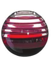 The sphere is an archetype that has in a variety of colours from the Moretti transparencies, it is an everlasting classic. The glass is characterised by black and red horizontal streaks.