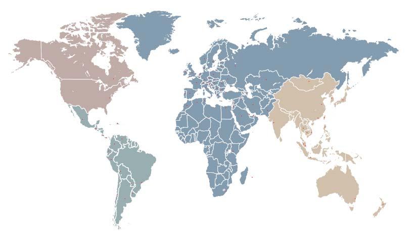 PRESENZA GLOBALE EMEA, Asia/Pacific, North America, Latin America Presenti con 97 società in altrettante nazioni, sui 5 continenti Più di