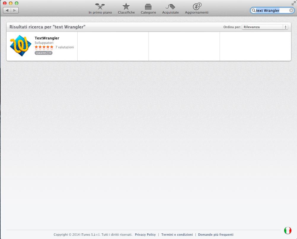 Se avete problemi con il download del programma da Apple Store, potete scaricarlo dal sito: http://textwrangler.it.uptodown.