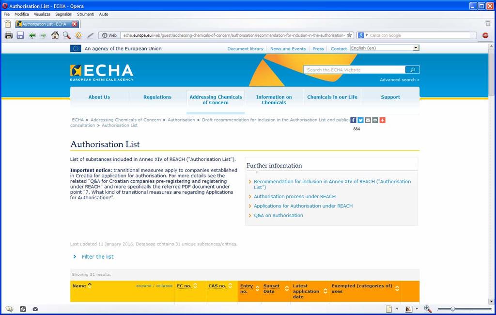 ECHA website -