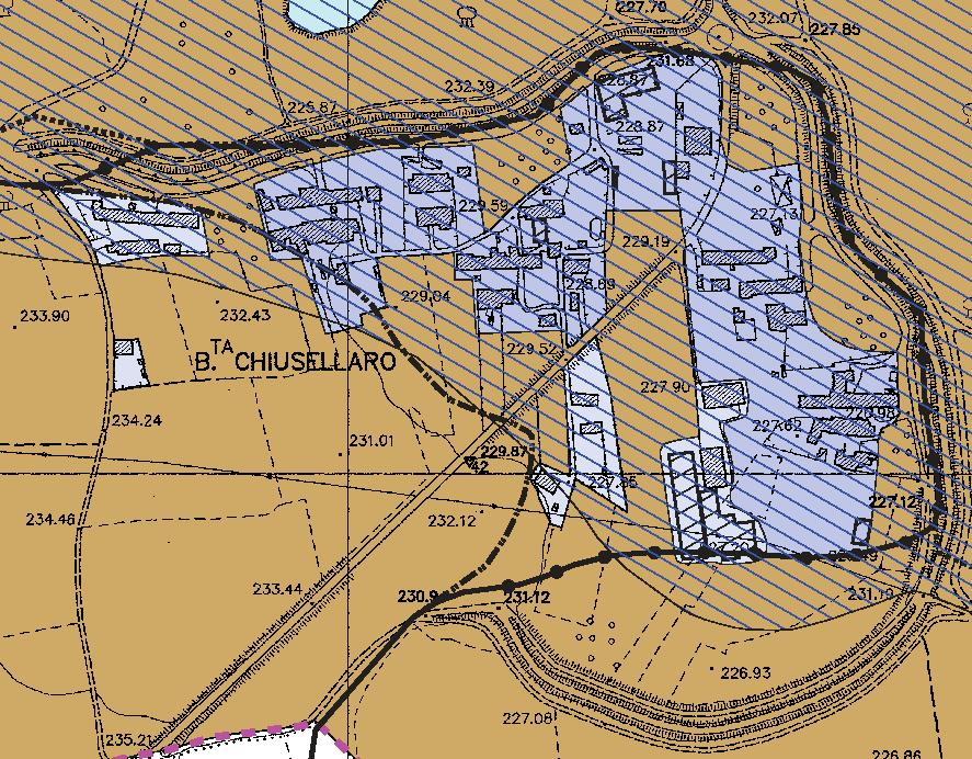 CAUSA PERICOLOSITA Fiume Dora Baltea e riattivazione del paleo alveo del Rio Ribes Fiume Dora Baltea riattivazione del paleo alveo del Rio Ribes esondazione Torrente Chiusella PREVISTI Sistemazione