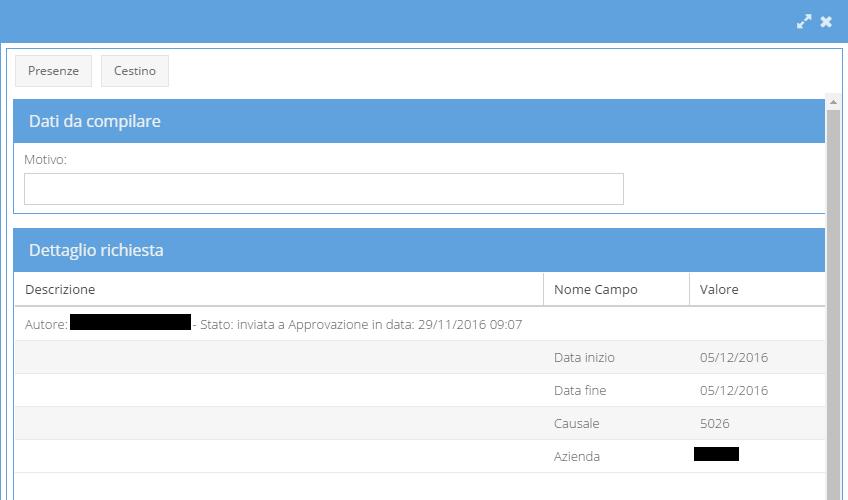 Una volta che la richiesta è stata validata, cioè approvata o respinta, la medesima scompare dall elenco delle richieste ricevute e viene trasferita nell elenco delle richieste spedite, consultabile