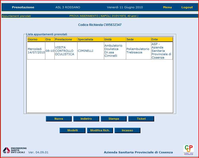 Premendo il bottone "Stampa" viene visualizzato il report di stampa con il dettaglio degli