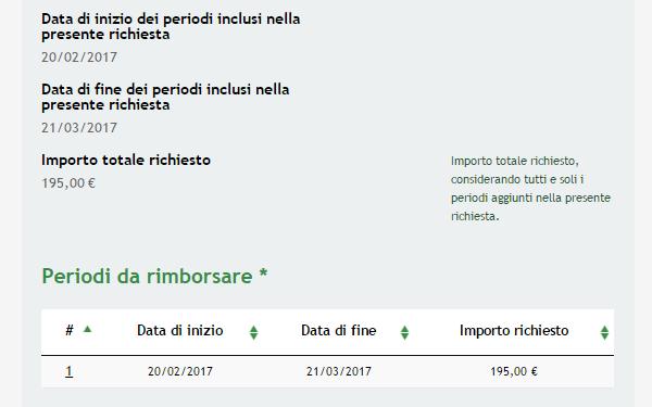 Figura 15 Dettaglio Tabella Periodi Work Experience ATTENZIONE E obbligatorio inserire nella richiesta di rimborso almeno due periodi, nel caso di work experience che prevedano un numero di periodi