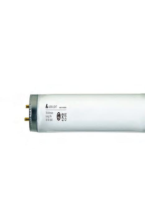 Campi di applicazione: Aree di produzione Magazzini Aeroporti Illuminazione segnaletica Illuminazione tunnel Illuminazione stradale Aura Light Ultimate Long Life è una lampada tri-fosforo