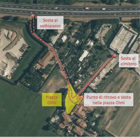 LA PASSEGGIATA DI QUARTIERE La passeggiata di quartiere, alla quale hanno preso parte 16 persone, si è articolata da Piazza Olmi verso il cimitero e poi verso il sottopasso dell autostrada.