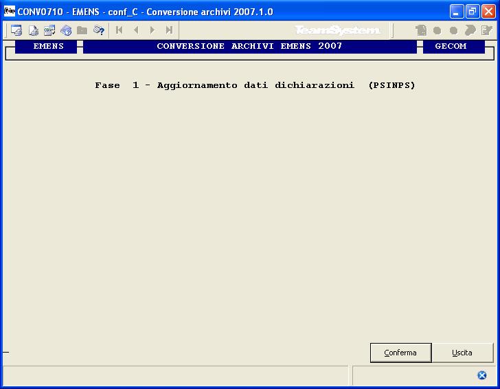 Conversione archivi CONV0700 CONV0710 Dopo aver installato la versione è necessario effettuare la conversione degli archivi mediante il comando CONV0710.