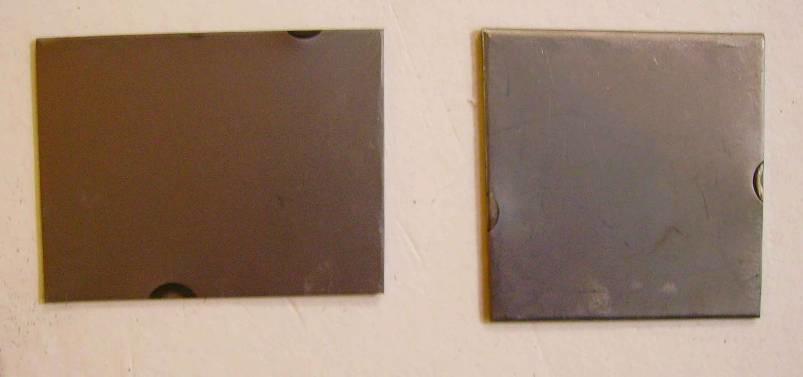 Fig. 45. Piastrine piane in acciaio AISI 304 con trattamento PVD - Cr/CrN/CrAlN 5.4.3 Rivestimento PVD Ti-MoS2 Rivestimento costituito da un layer di adesione in titanio metallico e rivestimento ceramico a base di disolfuro di molibdeno e titanio (Titanio 10-20 % ca.