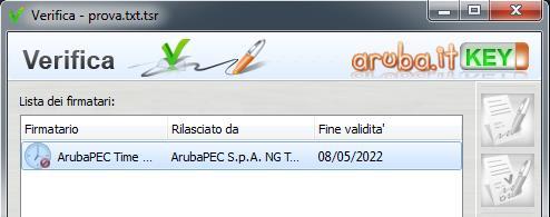 Qualora la finestra di riepilogo dovesse mostrare un esito simile al seguente: Allora ciò sta ad indicare che sono stati portati a termine tutti i controlli previsti per la verifica della validità