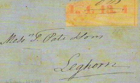 7) Da Firenze a Livorno in data 25.5.1861 etichetta tipo D con valore L. 1.13.