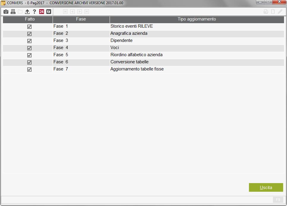Conversione Archivi CONVERS Dopo aver installato la versione è necessario effettuare la conversione degli archivi mediante il comando CONVERS.