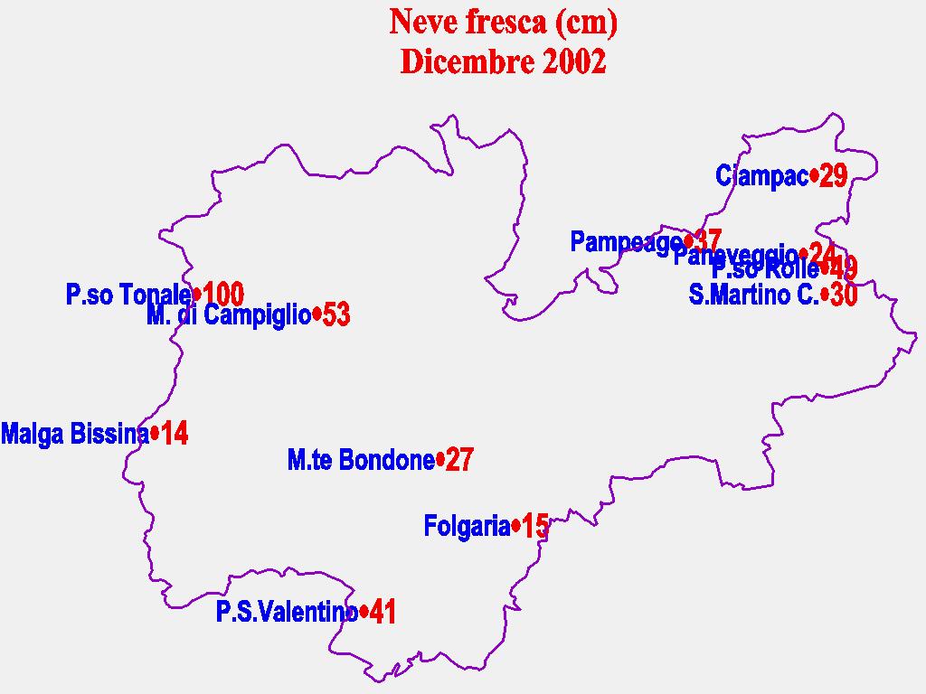 Fig. 5 I valori mensili di pioggia e neve osservati nelle principali stazioni di rilevamento