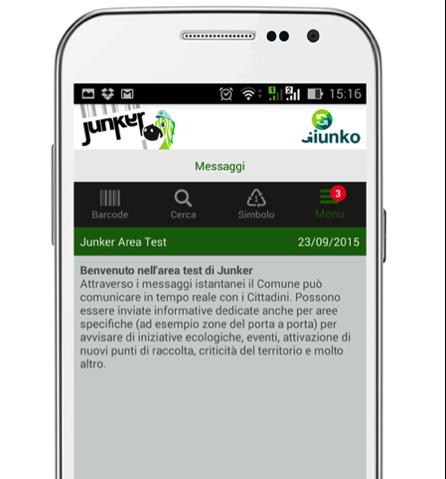 Comunicare con i cittadini Junker è in tempo reale Con le notifiche immediate si possono promuovere eventi green, raccolte