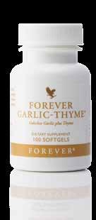 Integratori alimentari Forever Garlic-Thyme L aglio è una vera fonte di giovinezza. Si dice che sia in grado di allungare la vita. Il timo sostiene la digestione e libera le vie respiratorie dal muco.