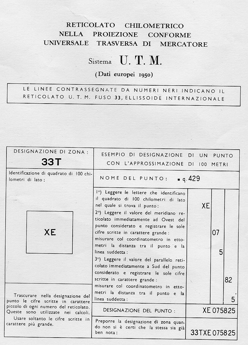 COORDINATE METRICHE Il reticolato chilometrico serve a